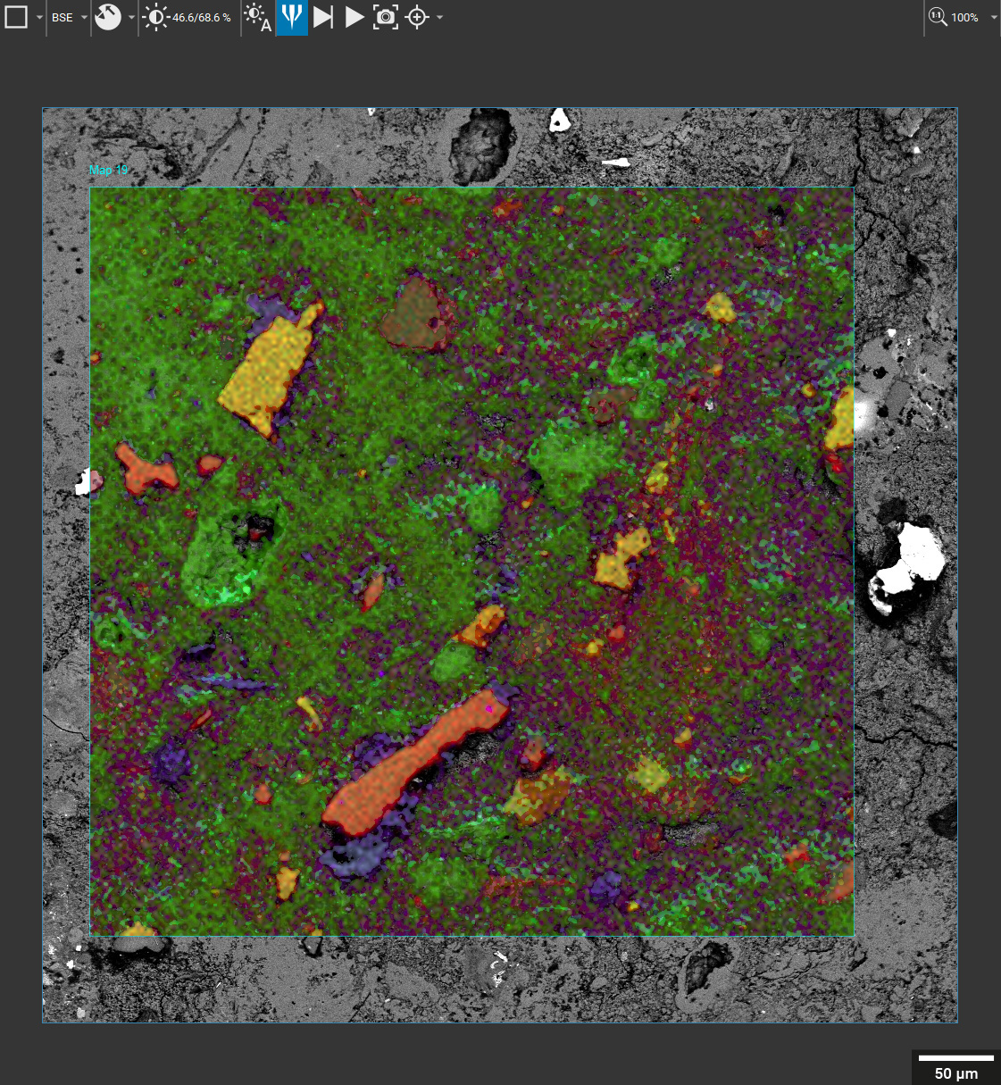 Essence EDS - mapping in live SEM window